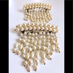 Pearl Hair clip w Pearl fringe
